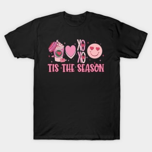 Tis the Season Valentines Day Coffee Latte Heart XoXo Womens T-Shirt